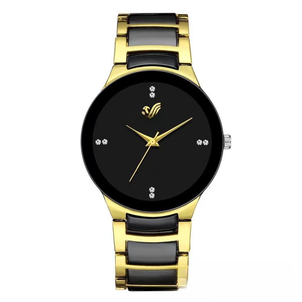 

Womens Diamond Steel Band Quartz Watch With Classic Design For Formal Wear Male Black