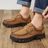 Fashion Brand High Quality Genuine Leather Casual Shoes Men Lace Up Outdoor Non-slip Comfort Jogging Office Casual Climbing Oxford Shoes