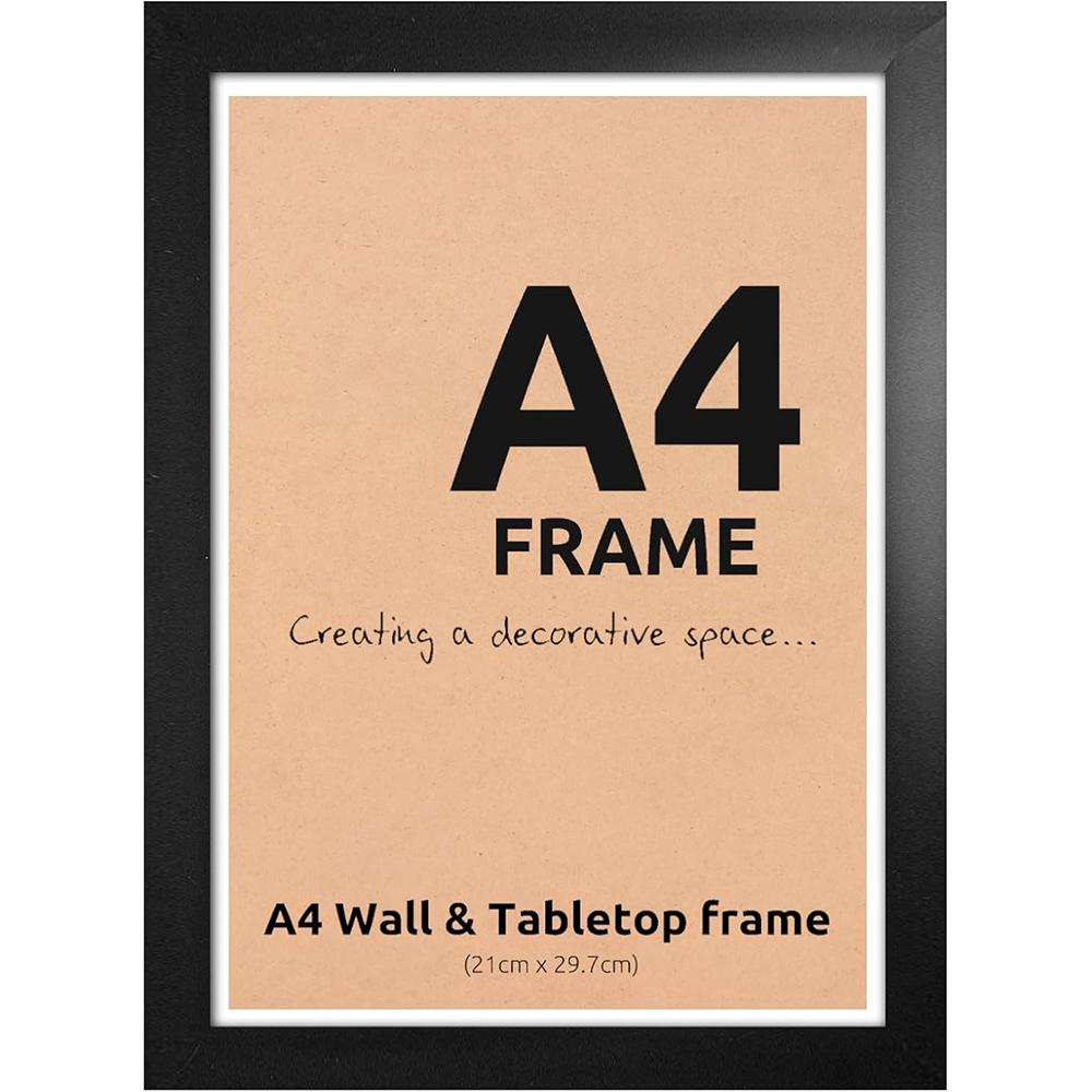

Black A4 Picture Frame - 21x29.7cm Frame for Photos, Certificates, Art Prints & Posters, Wall or Tabletop Display