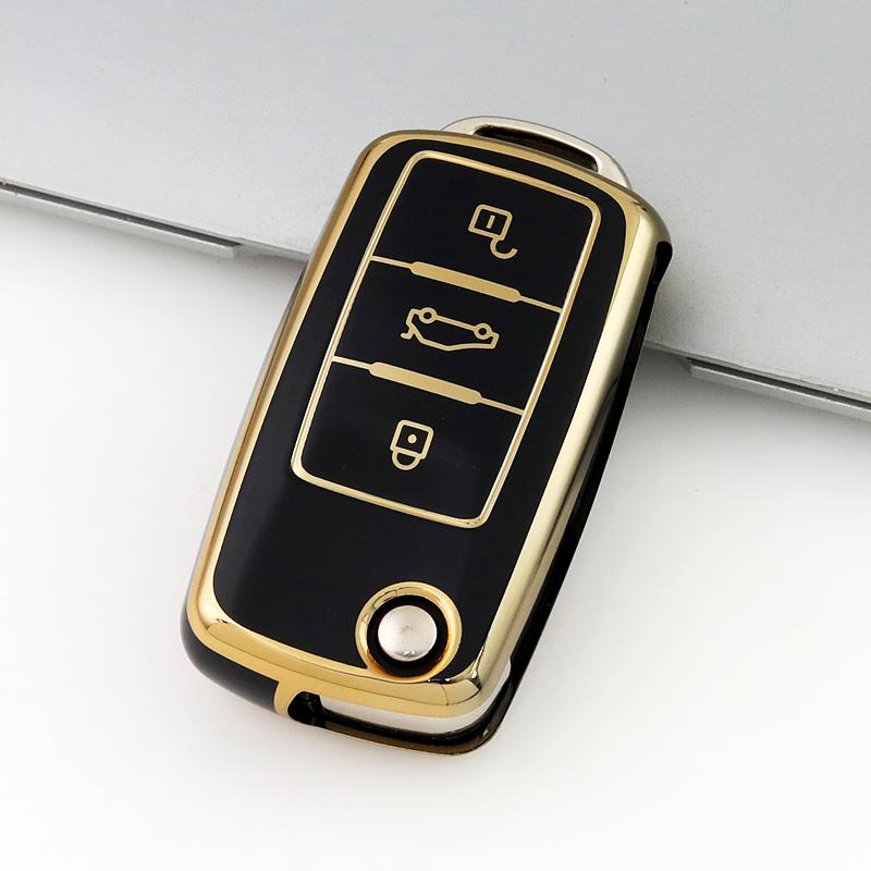 For Volkswagen VW Polo Golf Passat Tiguan Beetle Caddy T5 Up Eos Skoda Octavia Seat Leon Altea TPU Car Remote Key Case Cover