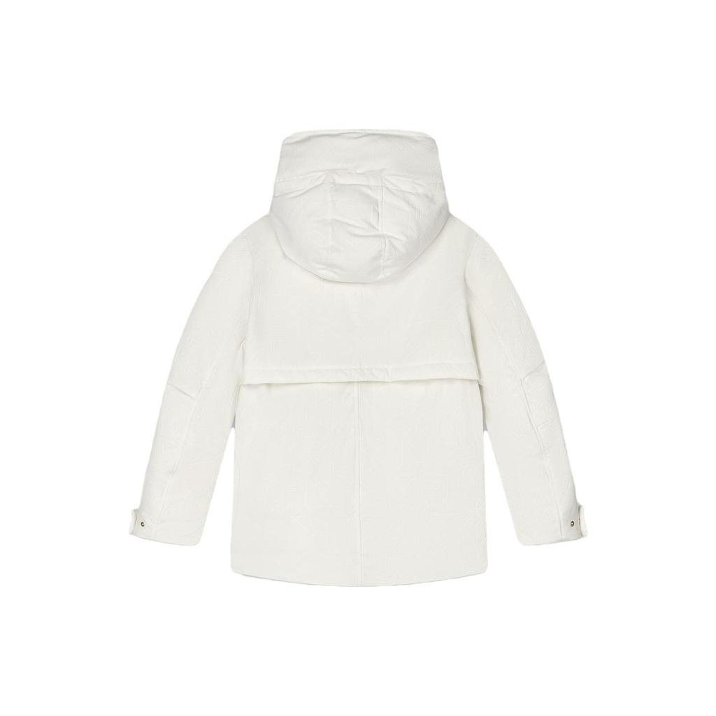 Fila Emerald Solid Color Hooded Casual Mid-Length Down Jacket Women Outerwear Ice-Cream-White F11W344905F-IV