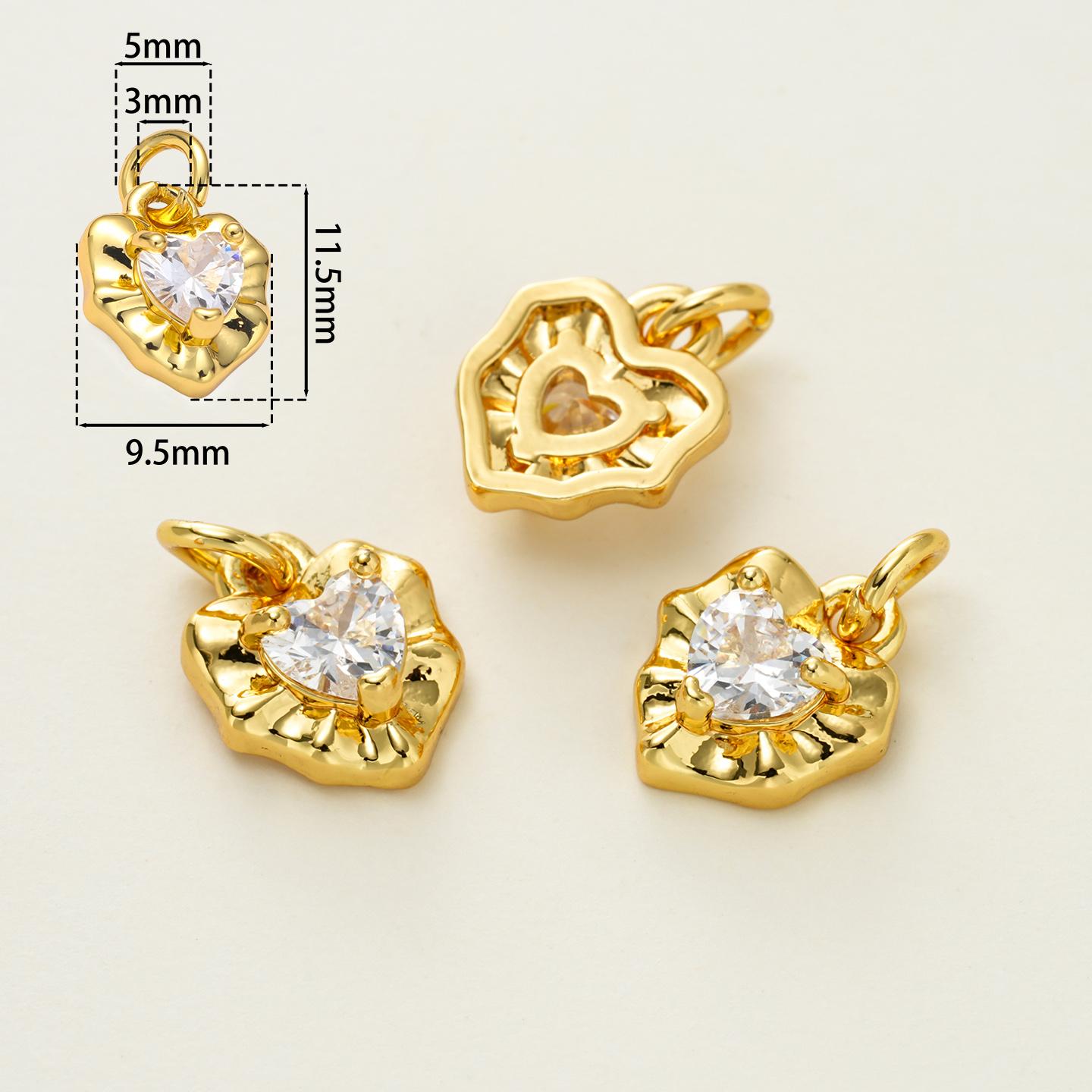 

2Piece/Pack 18K Gold Color Plated Heart Charms Pendants with Zircon for DIY Bracelet Necklace Jewelry Making Accessories