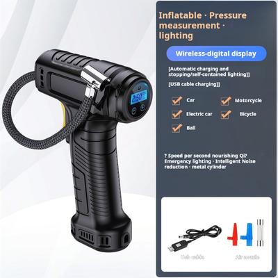Electric Air Compressor 120W Wireless/Wired Inflatable Pump Portable Air Pump Tire Inflator Digital for Car Bicycle Motorcycle