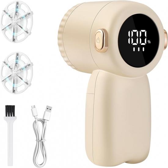 Rechargeable Fabric Shaver,Electric Lint Remover with Digital Display,3-Speeds Sweater Shaver for Clothes and Furniture (Beige)