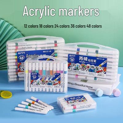 Acryl-Marker-Stifte Set - 12, 24, 36, 48 Farben für Kinder Kunst und Malerei mit tragbarer Box