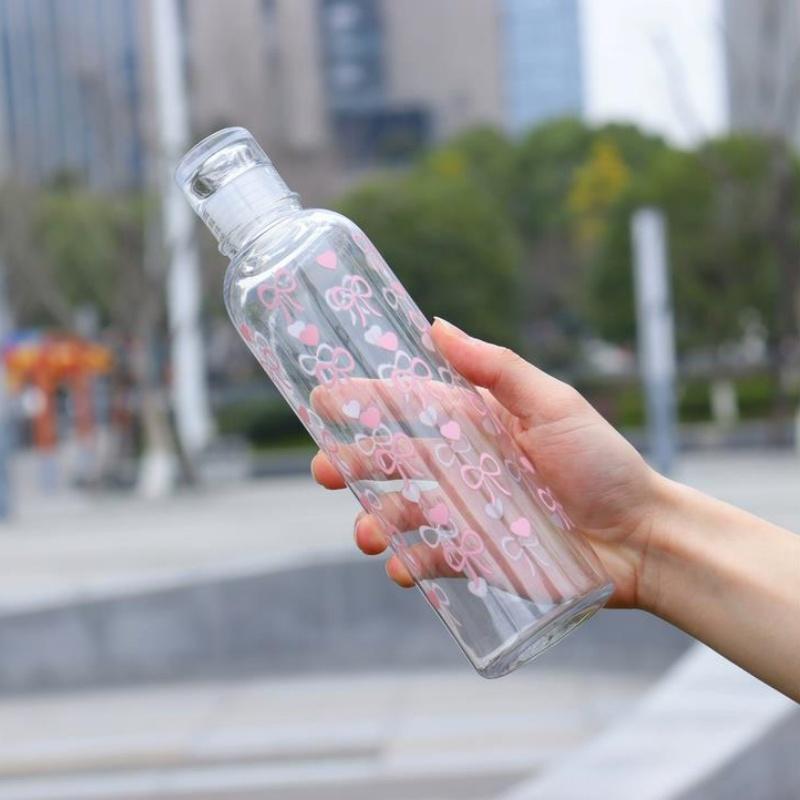 480ML New Simple Print Water Bottle Sports Water Cup Large Capacity Portable Plastic Cups Kids School Water Cup Motivational Cup