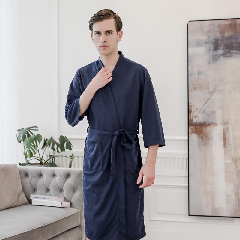 Japanese Style Thin Yukata Pajamas for Spring & Summer - Unisex Plus Size Bathrobe for Women & Men, 200 Jin Beauty Salon, Autumn Pajamas.