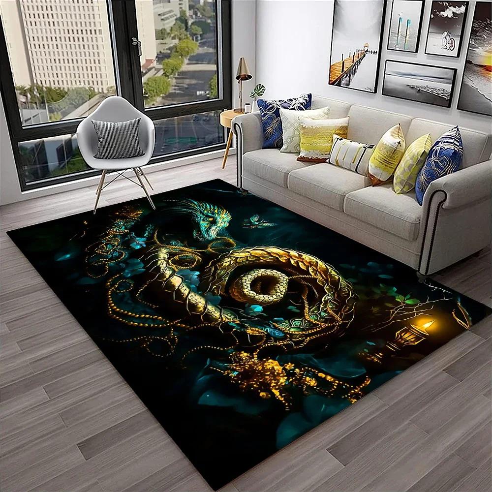 3D Gothic Schlange Schlangen Python Viper Teppich Teppich für Zuhause Wohnzimmer Schlafzimmer Sofa Fußmatte Dekor, Kinder Teppich Rutschfeste Bodenmatte