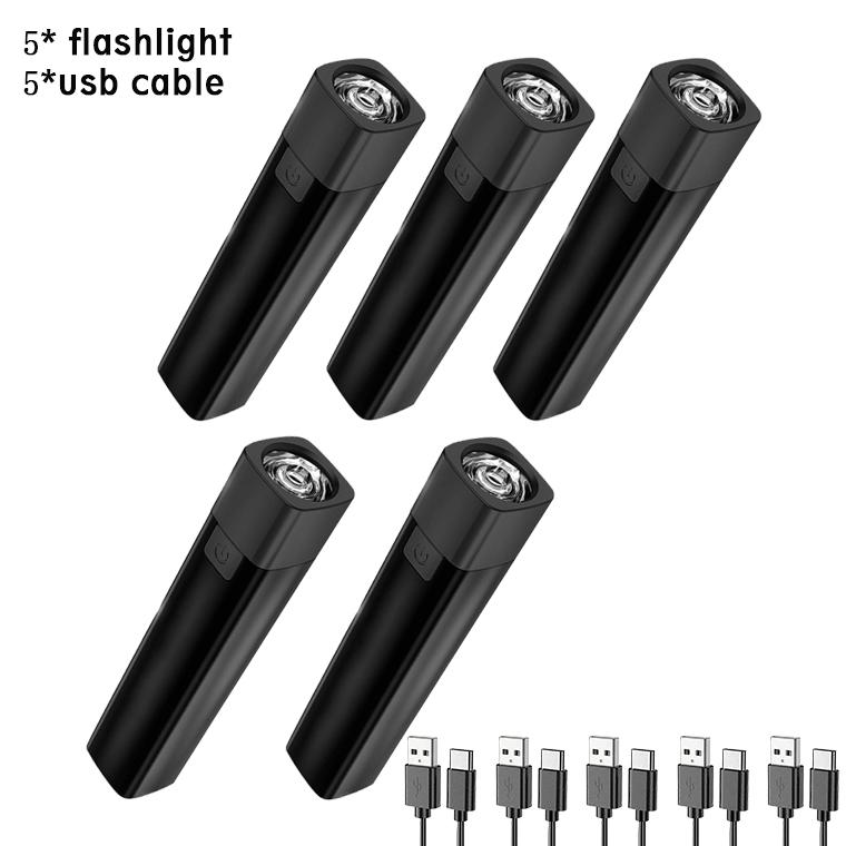 Portable Mini Flashlight LED Ultra Bright Torch Searchlight Portable USB Rechargeable Emergency Lamp Outdoor Camping Lighting