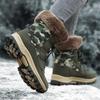 Women Winter Plus Velvet Camouflage Snow Boots Casual PU Canvas Lace Up Warm Outdoor Cotton Shoes Large High Top Thick Anti Slip Shoe