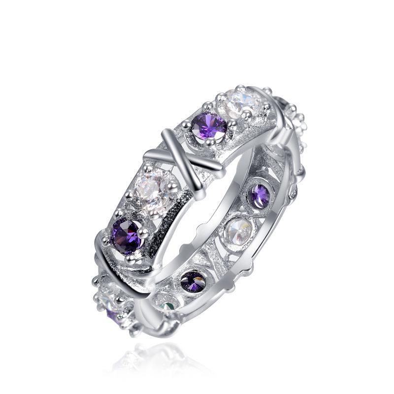 Twotone Womens Crossrhinestone Ring Fashion Classic Exquisite Decoration