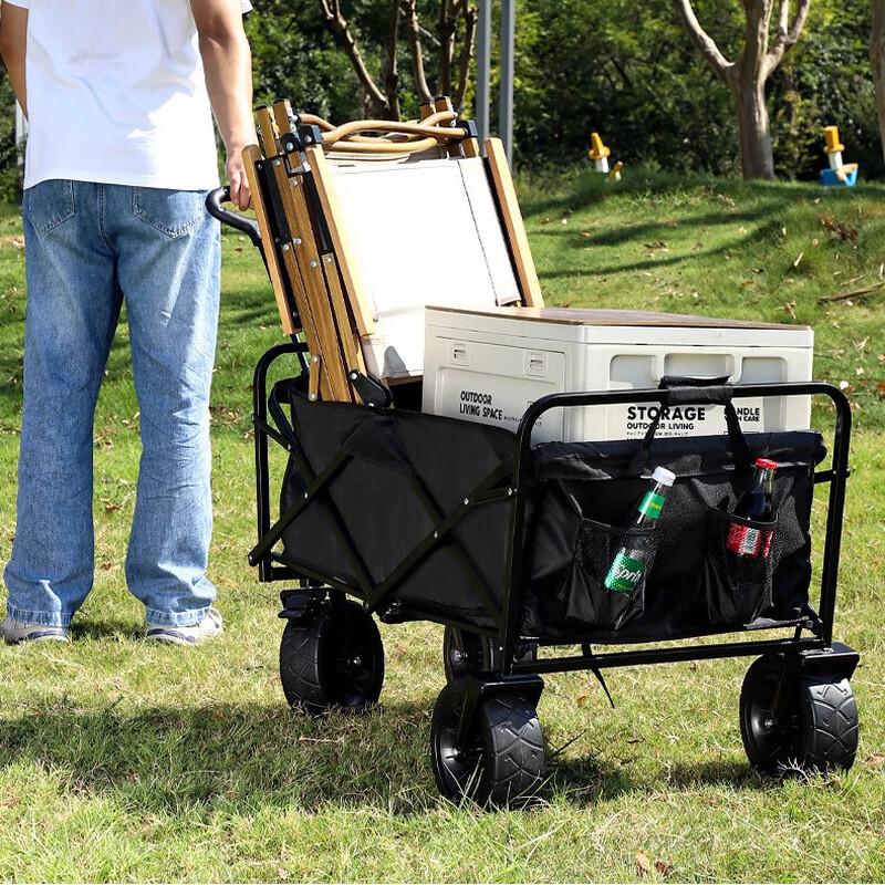 Outdoor Folding Camping Cart 10-inch Tank Wheels