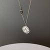 S925 Silver Retro Circle Necklace – Women's Elegant Clavicle Chain, Light Luxury Trendy Sweater Accessory