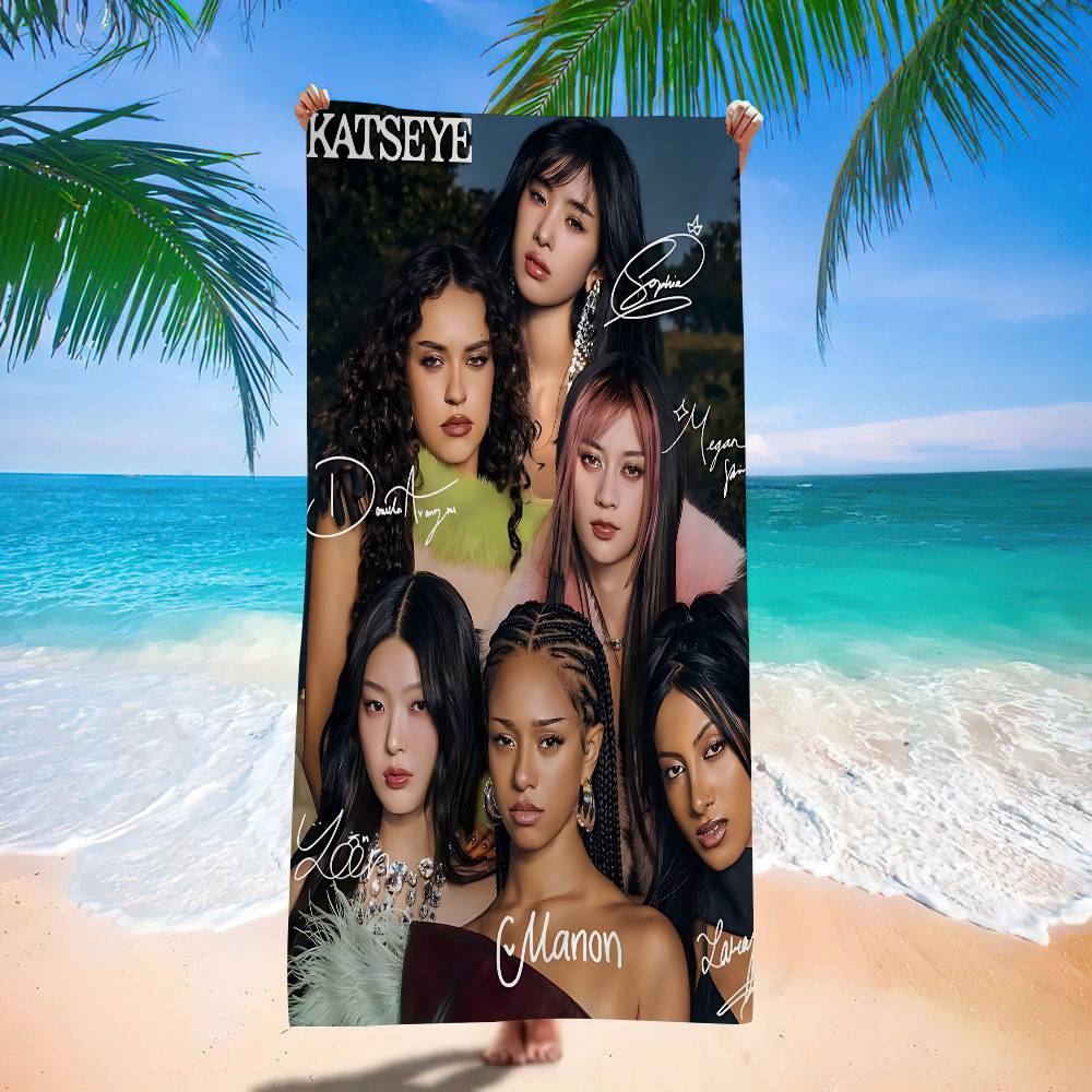 Group K-Katseye K-Pop Microfiber Blanket Quick Drying Beach Towels Oversized Printing Super Absorbent Pool Towel Blanket