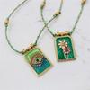 Hot selling artistic retro style tarot card heart eye flame pendant necklace for women's fashion gold-plated color preservation