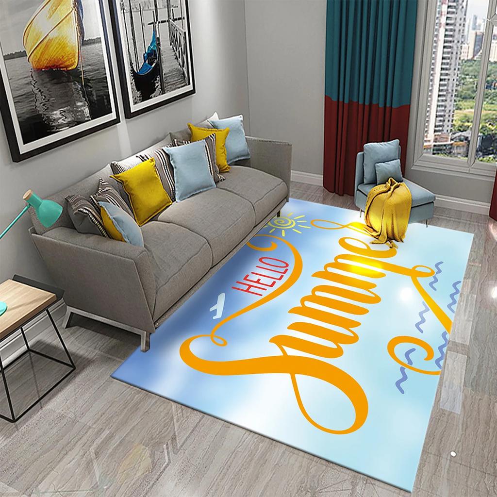 Hello Summer Carpet Beach Sea Starfish Pattern Bathroom Anti-Slip Carpet Door Mat Doormat Outdoor Living Room Bedroom Floor Rug