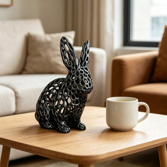 Easter Hollow Bunny Figurine 3D Printed Rabbit Statue for Home Office Table Bookshelf Decor Spring Party Supplies