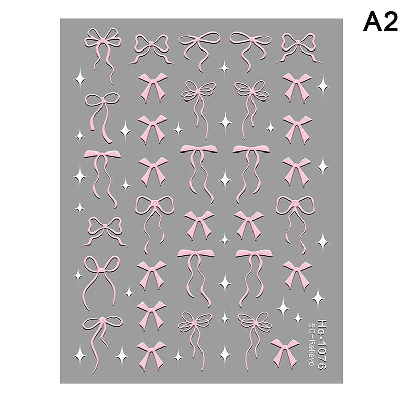 

1Pcs 5D Japanese Mini Bow Nail Art Stickers Black White Ribbon Self Adhesive Nail Decoration Decals Diy Nail Accessories