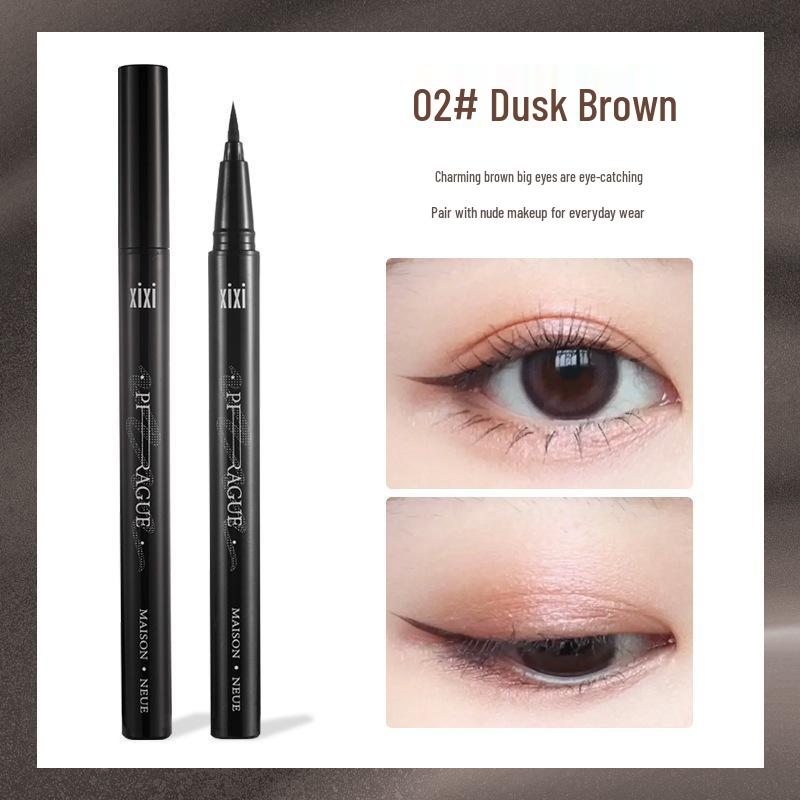 xixi Straight Thick Eyeliner Pen - Non-smudging, Sponge Tip, Cool Black for Students