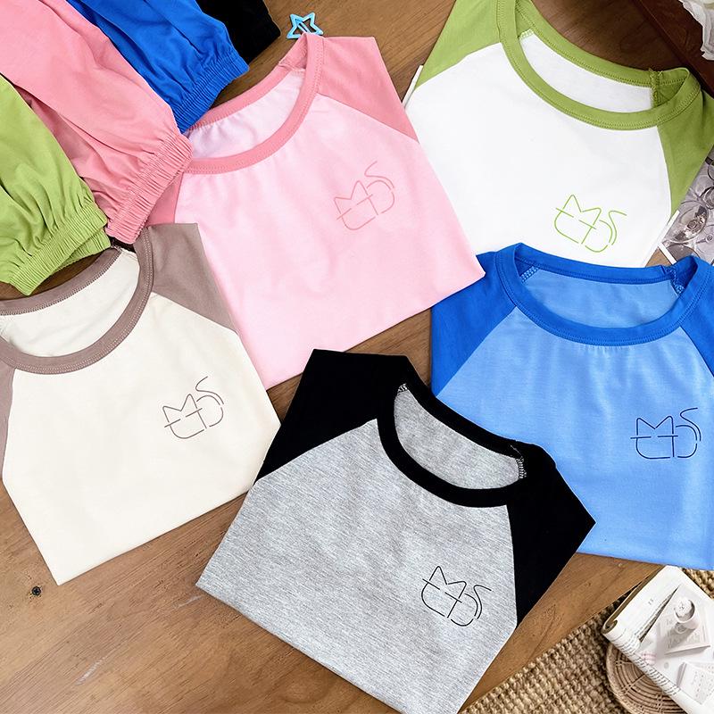 Modal Summer Pajamas: Ice Silk Short-Sleeve Set for Boys and Girls 