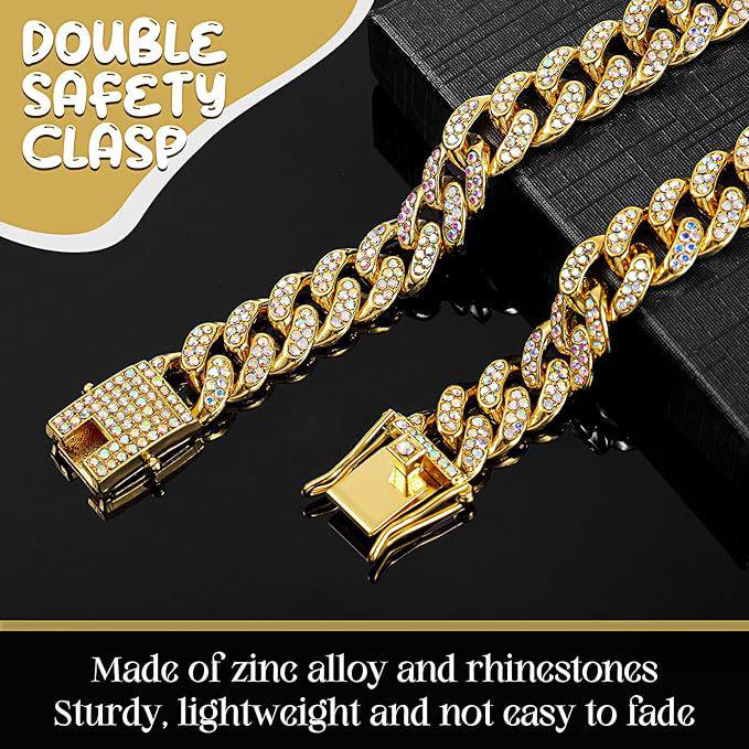 13mm Cuban Gouden Ketting met Diamanten Studs Huisdier Halsketting - Mode Hip Hop Choker voor Katten en Honden