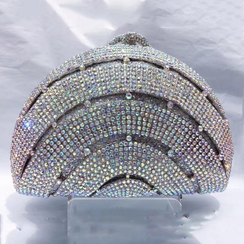 

Rhinestone Crystal Evening Purse Bags Multi-Colored Women Bling Handbags Luxury Designer Lady Girl Money Bag Female Party Clutch 19.5cmX13cmX6cm