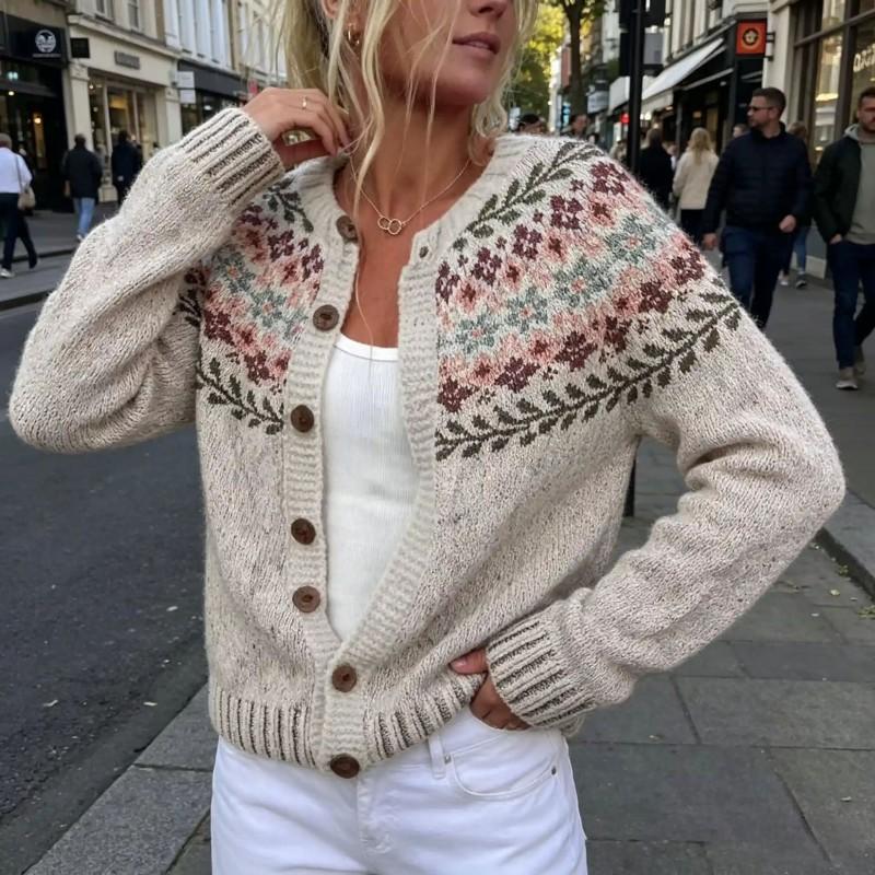 2026 Womens Loose Sweet Knit Cardigan Colorblock Button Front Casual Sweater
