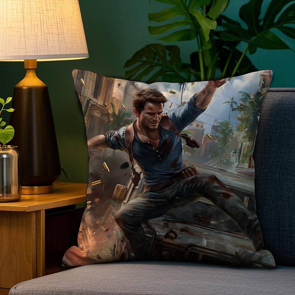 

U-Uncharted V-Video Pillow Case Sofa Living Room Bedroom Double-sided Printing Square Cushion Nap Time Cushion Cover 12x12Inch
