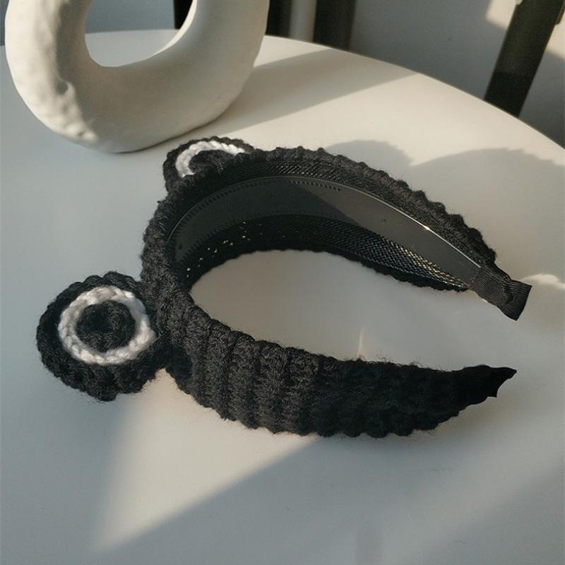 Knitted Big Eyes Frog Headband Wash Makeup Hair Band Cute Cartoon Scrunchies Autumn Spring Headdress New Hair Accessories