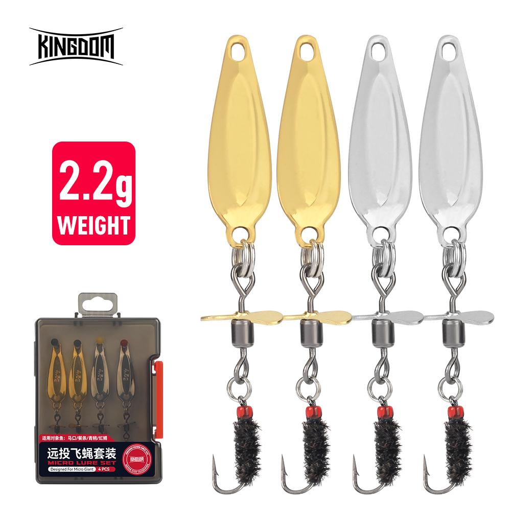 Kingdom FLY LURE SET 4pcs/box Long Casting Metal Spinner Spoon Jigs Fishing Lures 1.5g 2.2g 3g 3.2g 4.5g 5g Sequins Bait