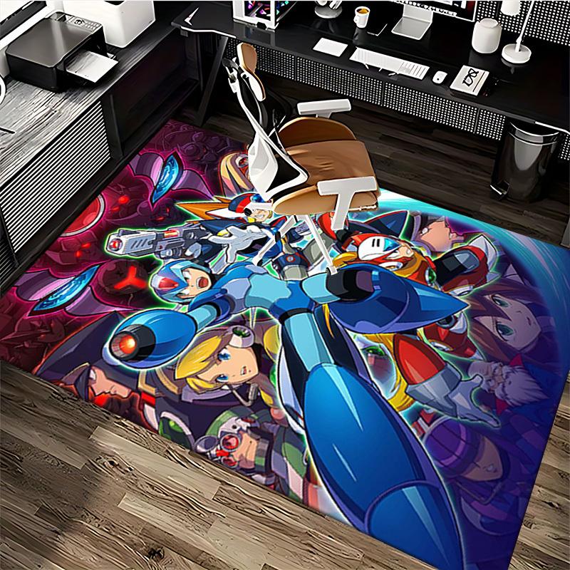 1pc Mega Man Anime Cartoon Design Office Chair Mat Non-Slip Carpet for Home Decor, Suitable for All Seasons, Ideal As a Gift.Y064