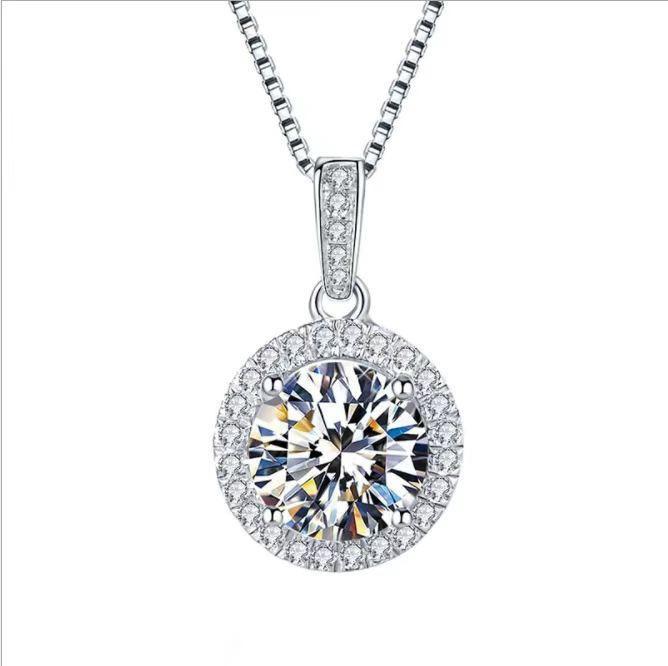 

S925 Муассанит ожерелье стерлингового серебра ниша дизайн карат подарочный свет роскошный мозамбикский кулон для женщин Mozzarella set (1 carat)