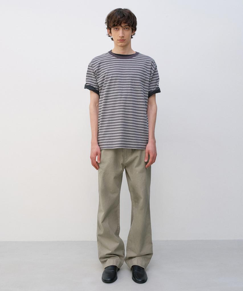 INSILENCE Striped Pocket T-Shirt Melange Grey