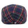 Women's British Style Color-Block Plaid Painter Hat - Versatile Cotton Cap for Spring & Autumn