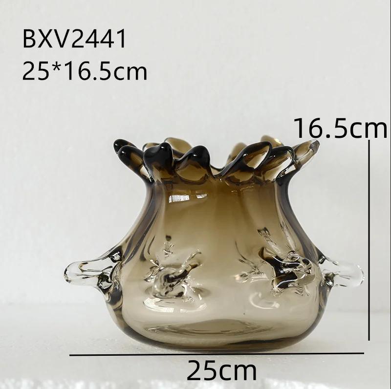 Vase en Verre Épais Irrégulier Pots à Fleurs de Bureau Arrangements Floraux Vases Hydroponiques Vases Décoratifs Vase pour Fleurs Sèches