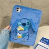 3D Stitch Cute Fuzzy Tablet Case with Pencil Slot Plush Anti-Fall Cover for iPad 7-9th 10.2in Air3 10.5in Air4/5 10.9in 10th Gen