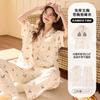 Lapel Pajamas with Chest Pads for Women's Summer Cotton Thin Short-sleeved Shorts and Trousers Three-piece Loungewear Can Be Worn Outside