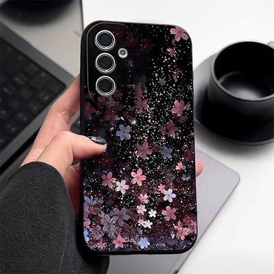 TPU Phone Case For Samsung Galaxy A57 A17 A16 A56 A37 A36 A55 A15 A36 5G S26 S25 Ultra S24 FE Pink Cherry Blossom Printed Cover