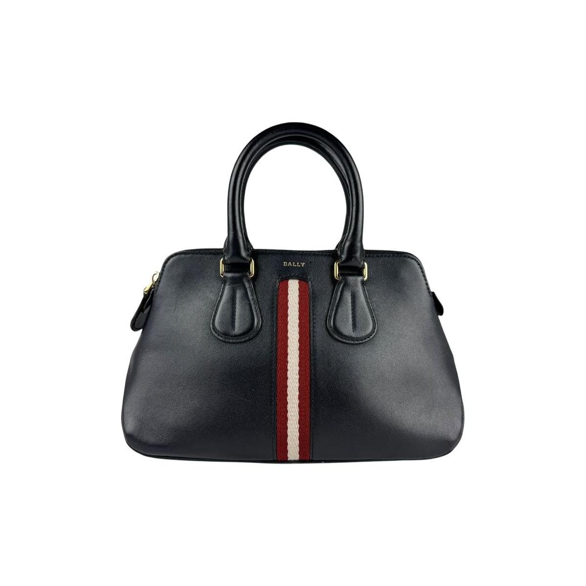 

Bally Classic Stripe Logo Dainty XS.O Leather Boston Bag Women Handbags Black 6219728 Basic Set (Bag+Dust Bag)