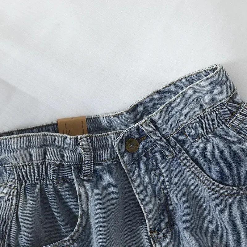 Sommer Højtaljede Løse Jeansshorts Kvinder Alsidige Kant Afskårne Afslappede Bukser Kvinder Tøj Jeans
