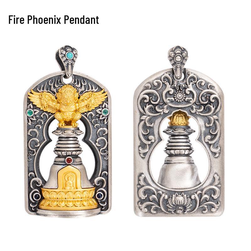 

Тибетская подвеска Гаруда: Серебро 925 пробы, Позолота, Изысканное мастерство в этническом стиле 925 Sterling Silver