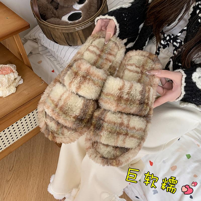 Fashion Women's Shoes Fashion Flats Slippers Open Toe House Slippers Plush Bedroom Shoes Casual Outdoor Sandals Platform Flip Flops