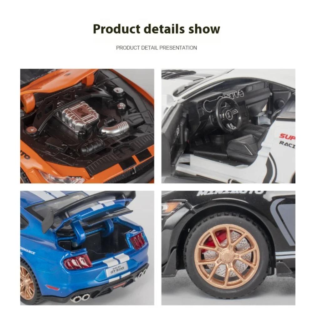 With Display Base 1/32 Alloy Die-cast Mustang Automobile GT500 Car Model Simulation Sound and Light Children's Toy Car Boy Gift Christmas Gift