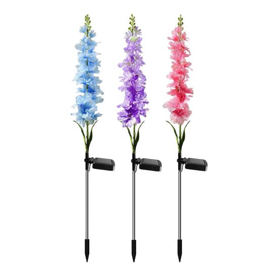 Solar Delphinium Light, Outdoor Solar Flower Light, Waterproof Solar Delphinium Garden Light for Yard Patio Pathway Decoration