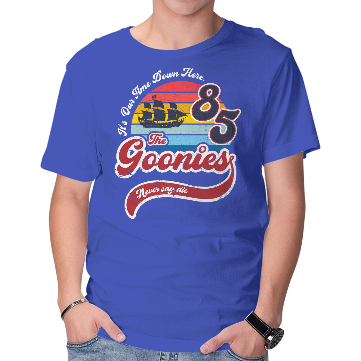 Unisex Crew Neck T-Shirt Goonies Never Say Die Graphic Short Sleeve Casual Tee XL