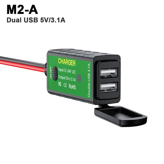 

M.2 3.1A/4.8A SAE Type-C Motorcycle Voltmeter to USB ON/Off Switch Fast Charger M2-A