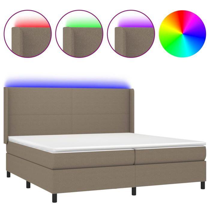 VidaXL Slat Bed Base with LED Mattress, Upholstered Bed with Headboard, Double Bed, Adult Bedroom Bed, Modern, 3138185