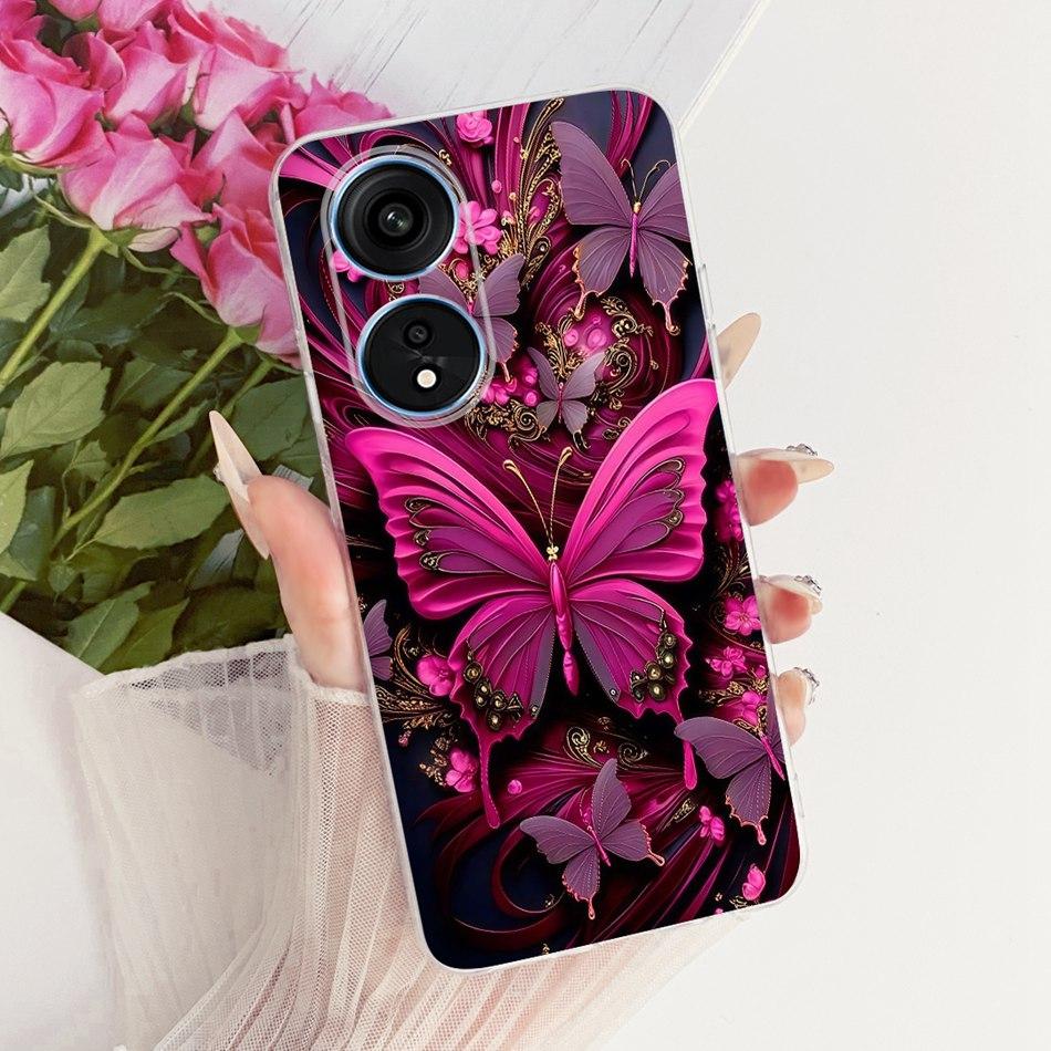 For OPPO Reno8 T 5G CPH2505 / Reno8 T CPH2481 (Reno 8T 4G) Cute Flower Butterfly Cat Painted Case Soft Silicone TPU Phone Cases
