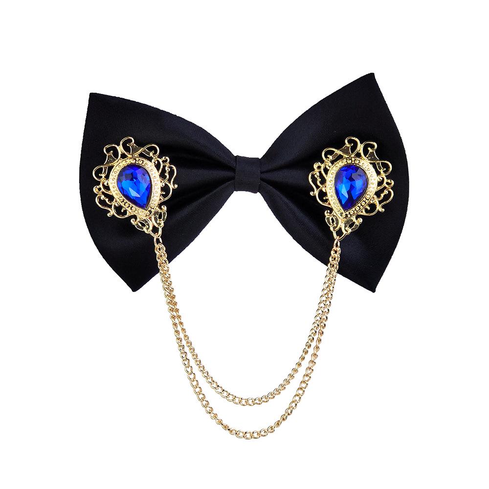 Korean Style Men s Lapel Chain Brooch Bow Tie with Collar Pin