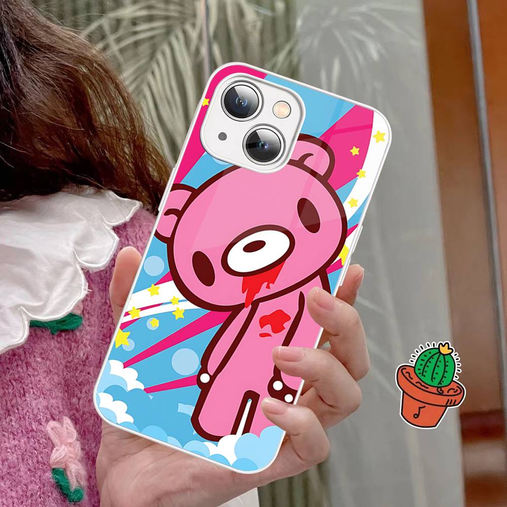 Cute G-Gloomy B-Bear For IPhone 14 13 12 Mini 11 Pro XS Max X XR 14 Plus Tempered Glass Cover